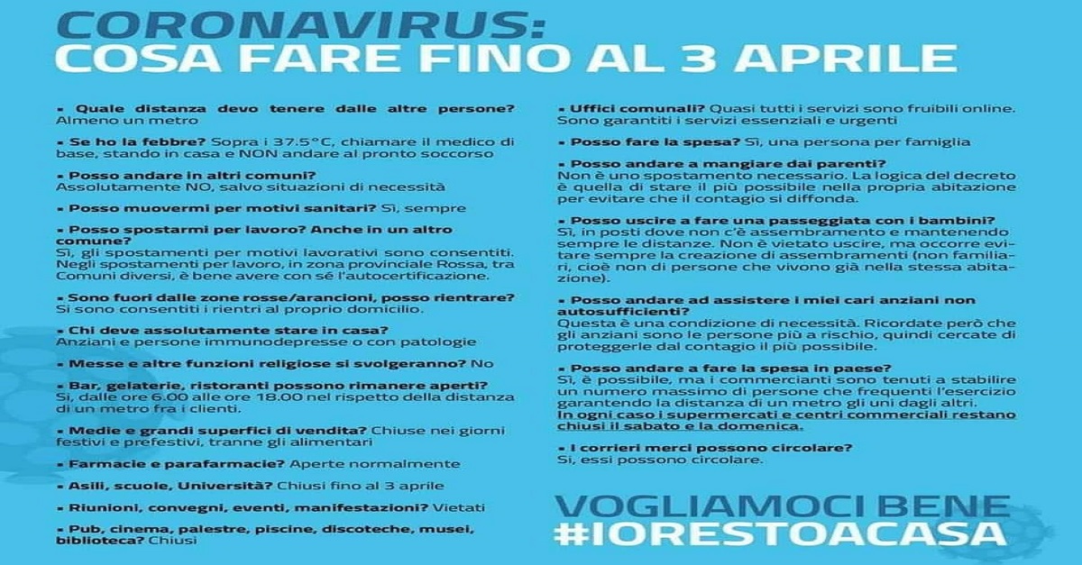 NESSUN PORTE APERTE A MARZOIO RESTO A CASA 