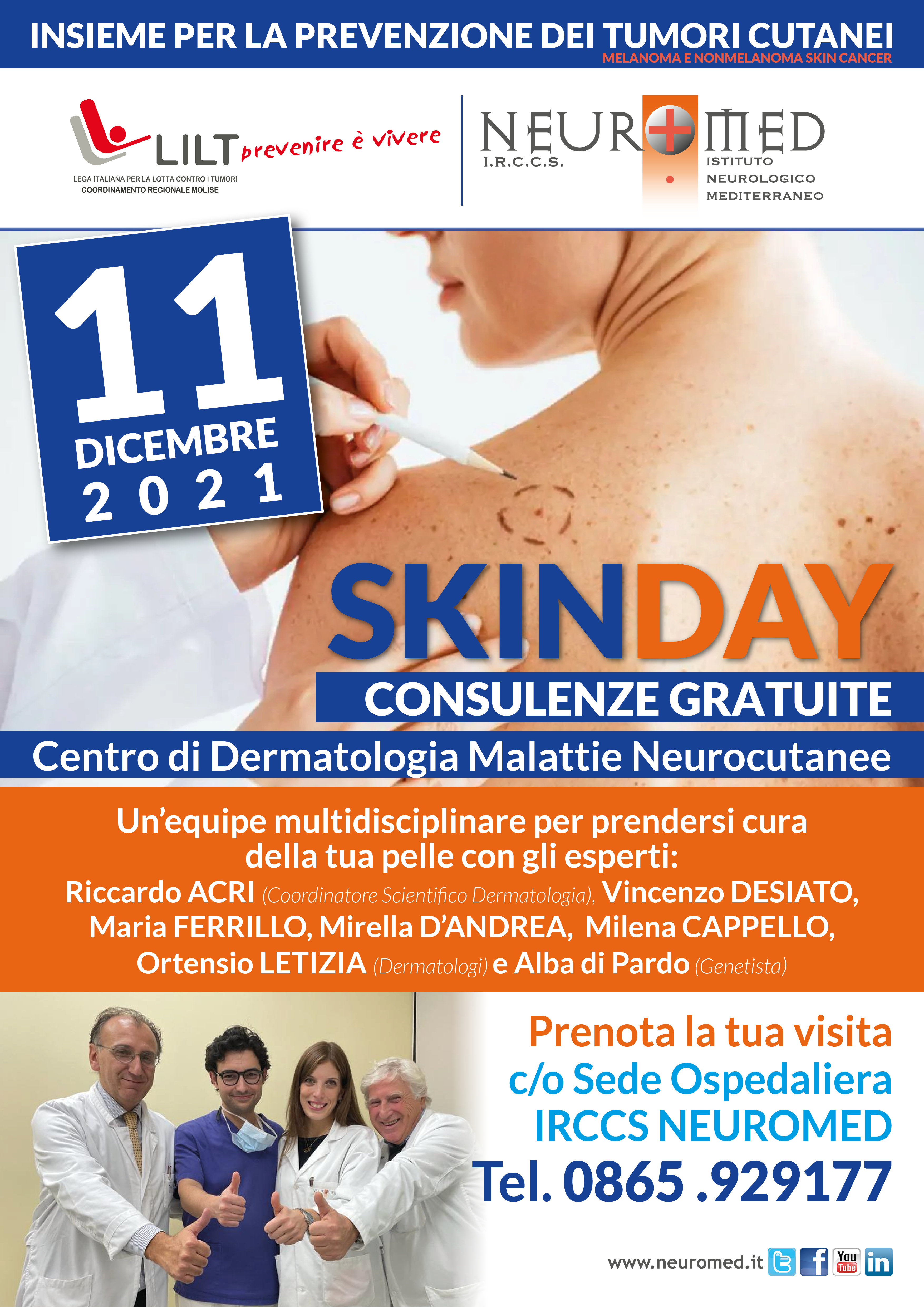 Prevenzione dermatologica al Neuromed visite gratuite